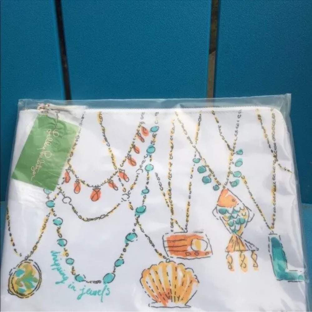 NWT RARE🦄LILLY PULITZER PICK ME UP CANVAS POUCH DRIPPING IN JEWLRY COLLECTABLE